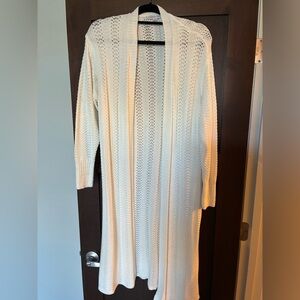 Long Cream/white Knit Cardigan